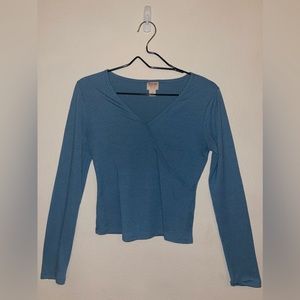 🦋 Mossimo Blue Ribbed Cropped Long Sleeve, size S 🦋